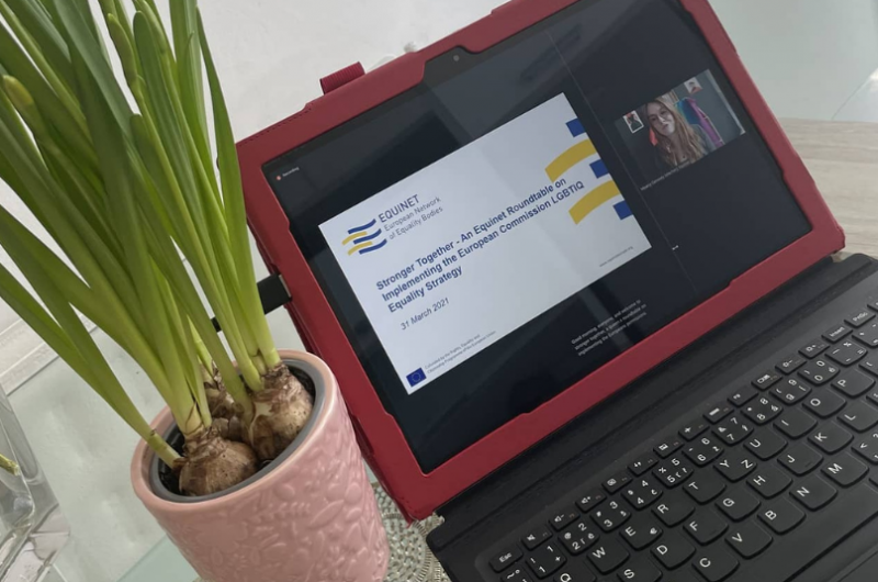 Fotka laptopu a kvetiny