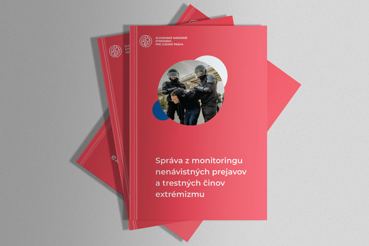 Obálka publikácie Spríva z monitoringu nenávistných prejavov a trestných činov extrémizmu