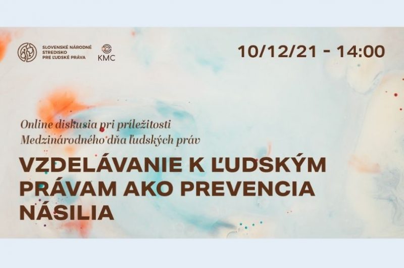 Plagát k podujatiu s nadpisom Online diskusia Vzdelávanie k ľudským právam ako prevencia násilia