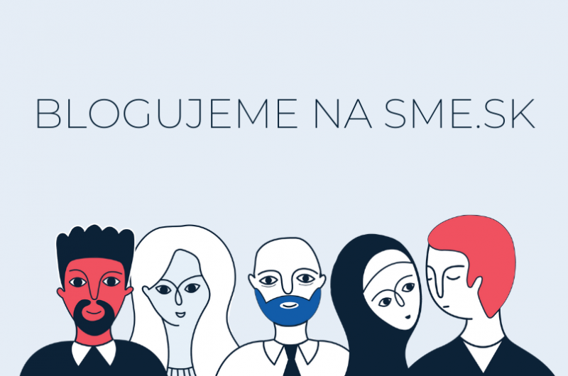Grafika s diverzitnými postavičkami s nápisom - Blogujeme na sme.sk